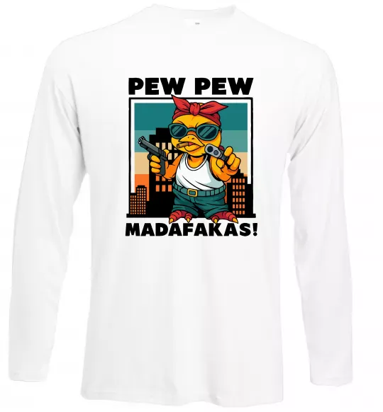 Лонгслив Pew Pew gangsta chicken Белый фото