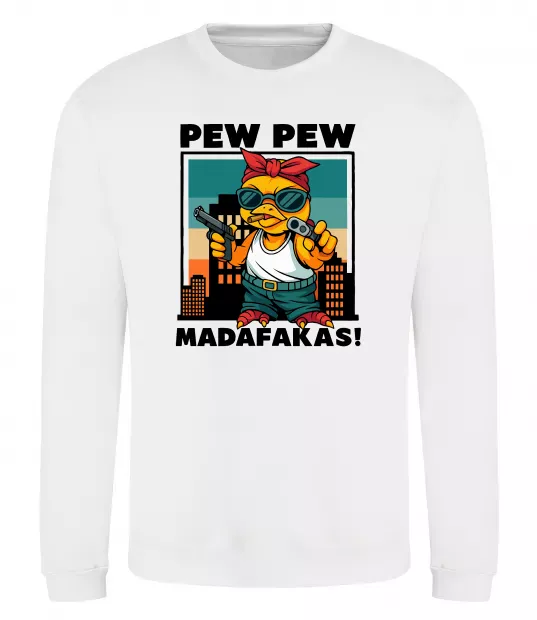 Свитшот Pew Pew gangsta chicken Белый фото