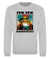 Свитшот Pew Pew gangsta chicken Серый меланж фото