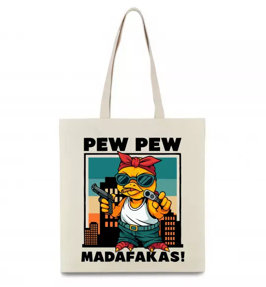 Еко-сумка Pew Pew gangsta chicken Бежевий фото