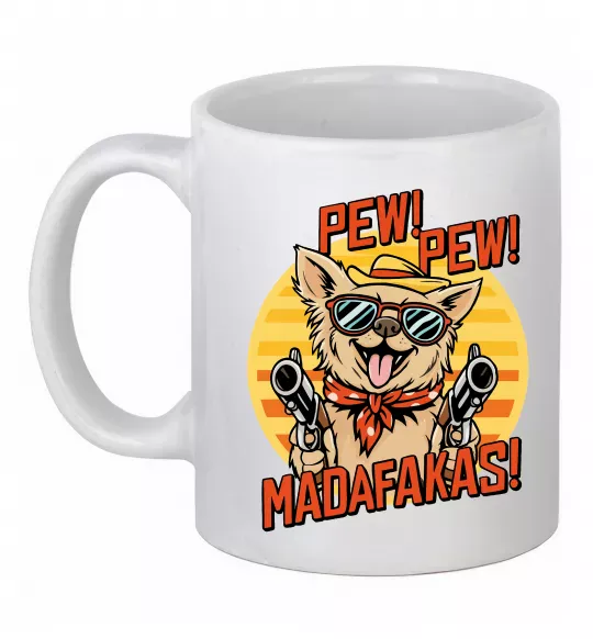 Чашка керамическая Pew Pew dog Белый фото