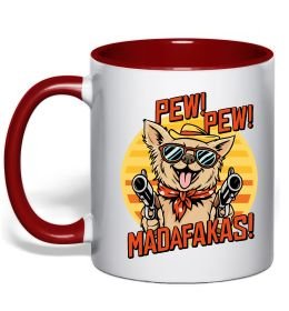 Чашка с цветной ручкой Pew Pew dog