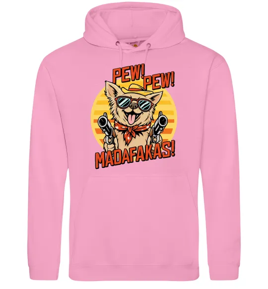 Мужская толстовка (худи) Pew Pew dog Розовый фото
