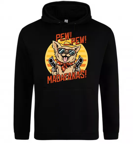 Женская толстовка (худи) Pew Pew dog Черный фото