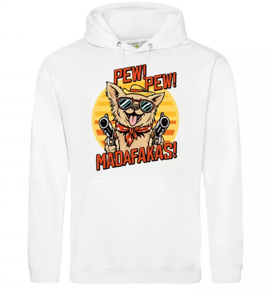 Женская толстовка (худи) Pew Pew dog Белый фото