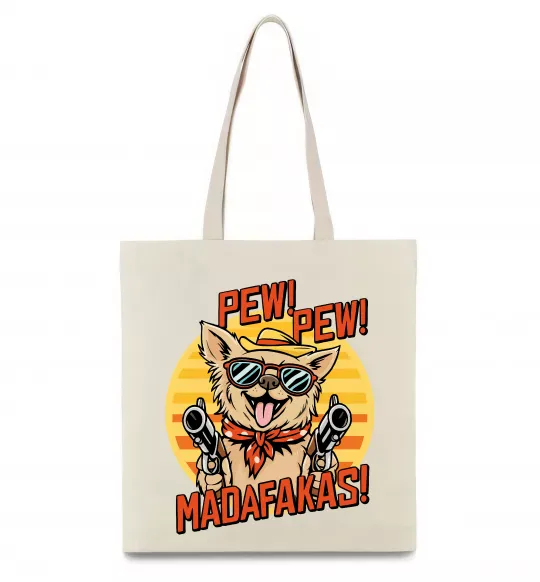 Эко-сумка Pew Pew dog Бежевый фото