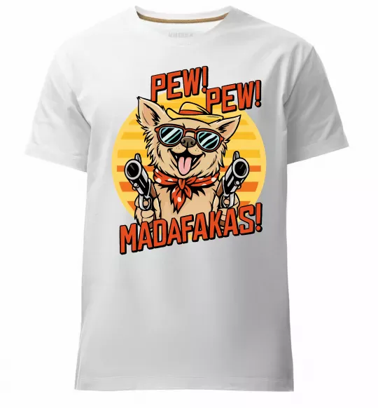 Мужская премиум футболка Pew Pew dog Белый фото