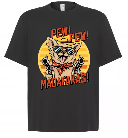 Футболка Оверсайз Pew Pew dog Черный фото