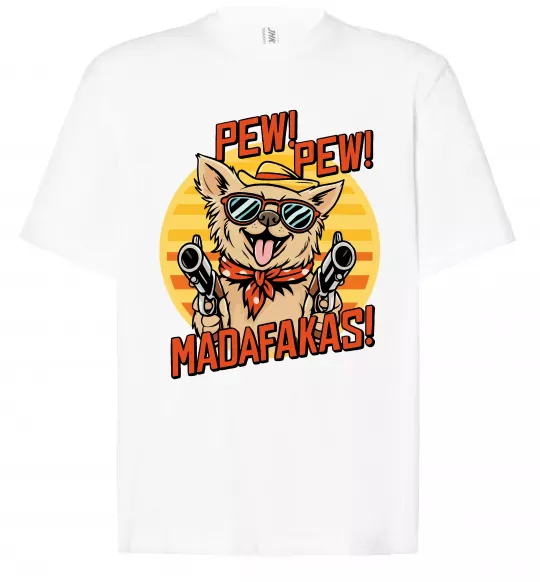 Футболка Оверсайз Pew Pew dog Белый фото