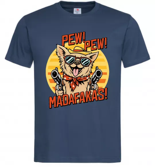 Мужская футболка Pew Pew dog Темно-синий фото