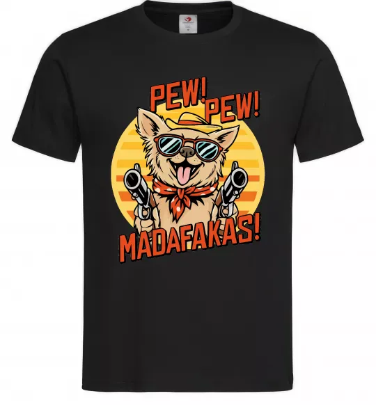 Мужская футболка Pew Pew dog Черный фото