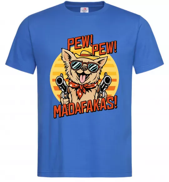 Мужская футболка Pew Pew dog Ярко-синий фото