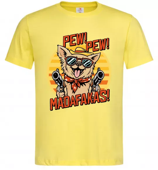 Мужская футболка Pew Pew dog Лимонный фото