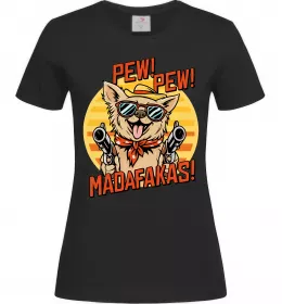 Женская футболка Pew Pew dog Черный фото