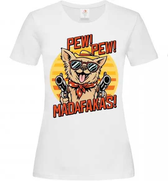 Женская футболка Pew Pew dog Белый фото