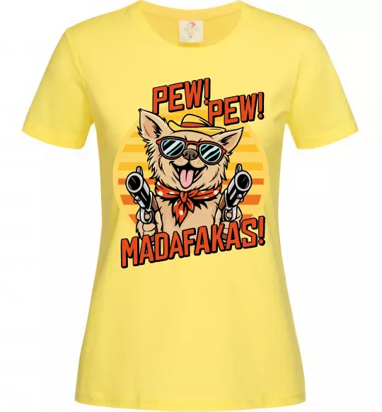 Женская футболка Pew Pew dog Лимонный фото