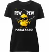 Женская премиум футболка Pew pew chicken Черный фото