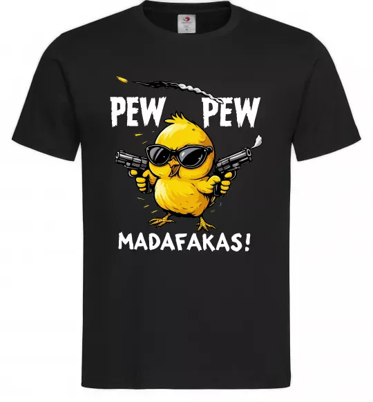Чоловіча футболка Pew pew chicken Чорний фото
