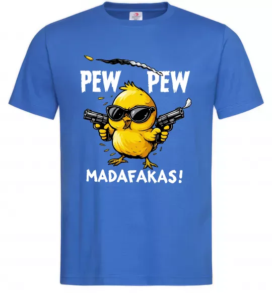 Чоловіча футболка Pew pew chicken Яскраво-синій фото