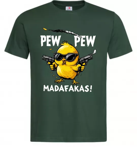Чоловіча футболка Pew pew chicken Темно-зелений фото