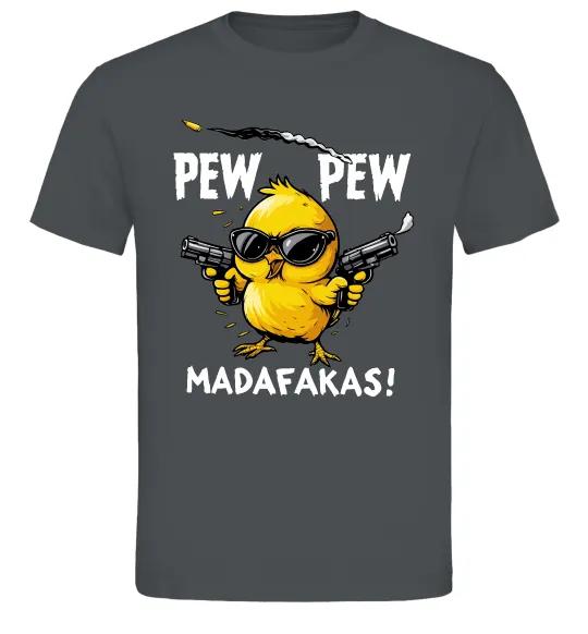 Чоловіча футболка Pew pew chicken Графіт фото
