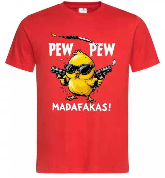 Чоловіча футболка Pew pew chicken Червоний фото