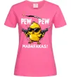 Женская футболка Pew pew chicken Ярко-розовый фото