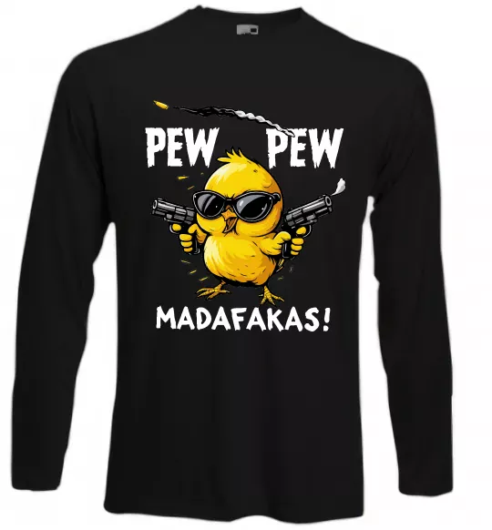 Лонгслів Pew pew chicken Чорний фото