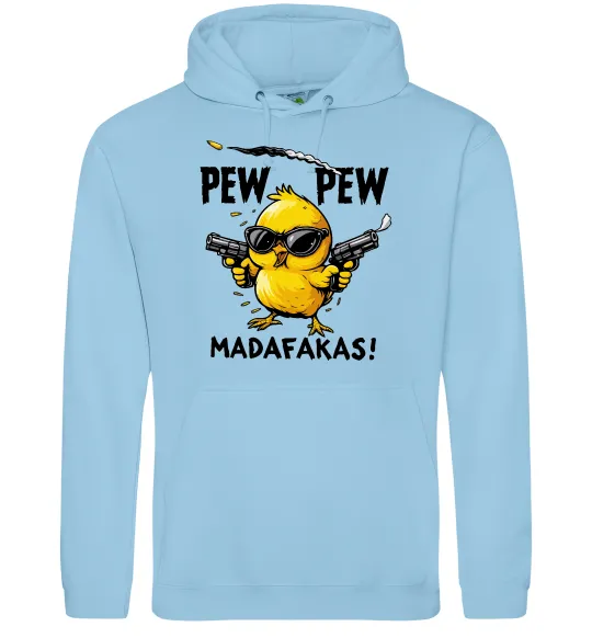 Мужская толстовка (худи) Pew pew chicken Голубой фото