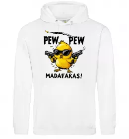 Женская толстовка (худи) Pew pew chicken Белый фото