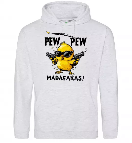 Жіноча толстовка (худі) Pew pew chicken Сірий меланж фото