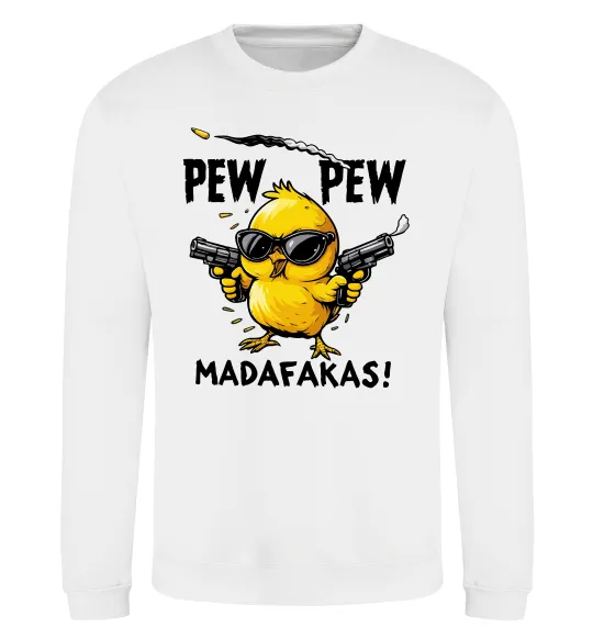 Свитшот Pew pew chicken Белый фото