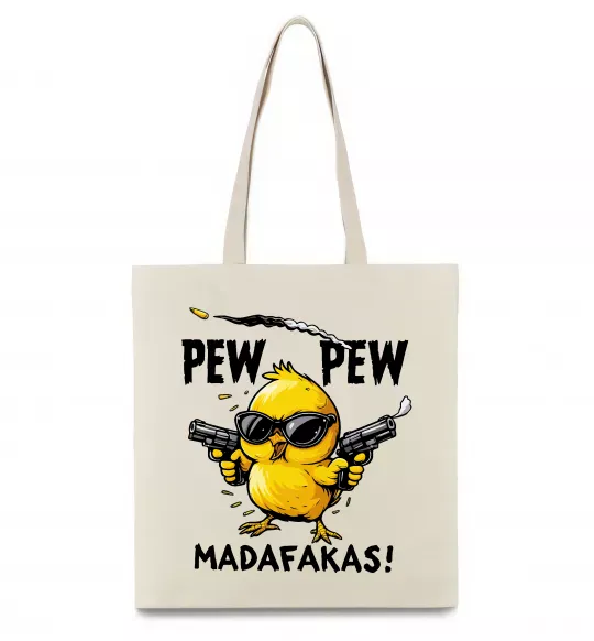 Еко-сумка Pew pew chicken Бежевий фото