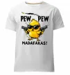 Мужская премиум футболка Pew pew chicken Белый фото