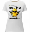 Женская премиум футболка Pew pew chicken Белый фото