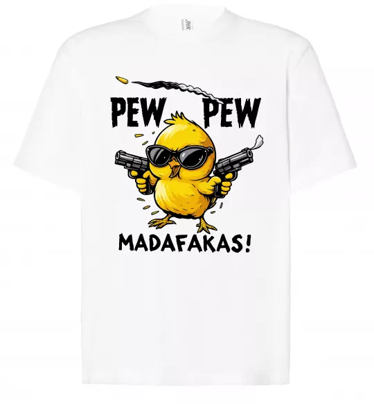 Футболка Оверсайз Pew pew chicken Белый фото