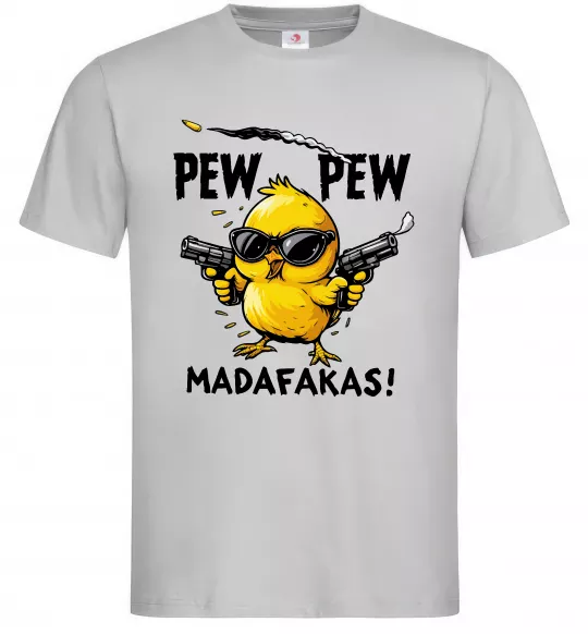 Чоловіча футболка Pew pew chicken Сірий фото