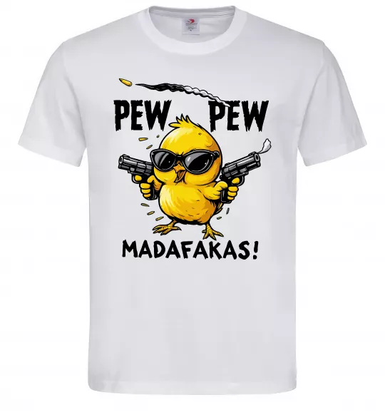 Чоловіча футболка Pew pew chicken Білий фото