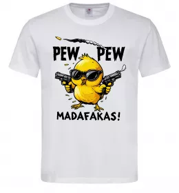 Мужская футболка Pew pew chicken Белый фото