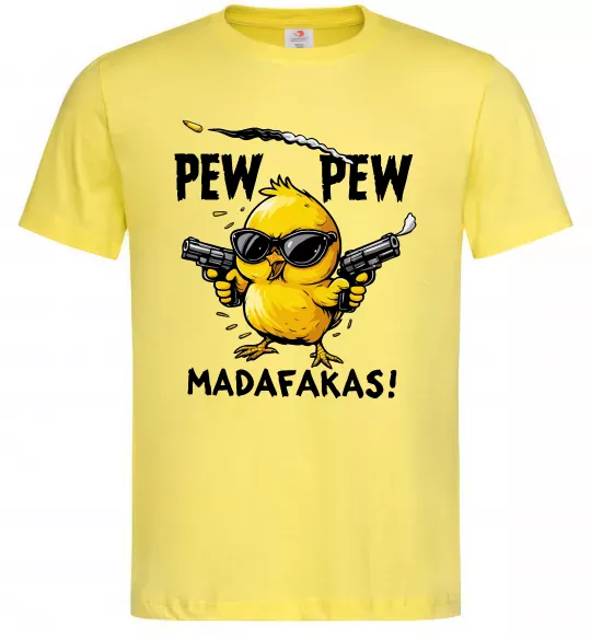 Чоловіча футболка Pew pew chicken Лимонний фото