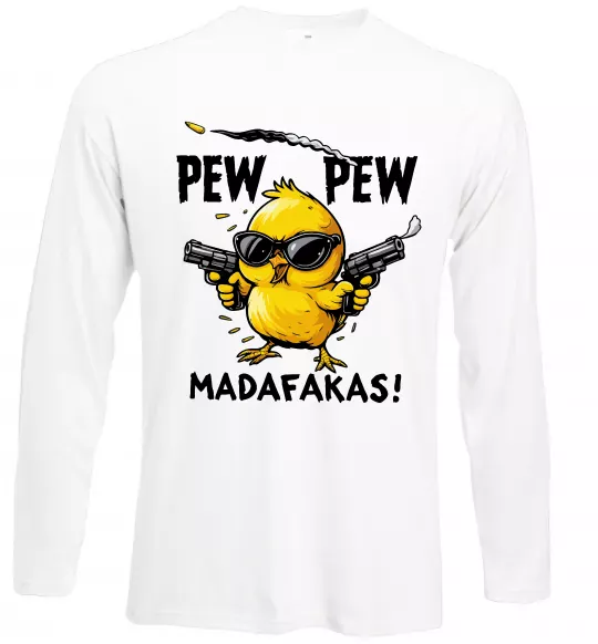 Лонгслів Pew pew chicken Білий фото