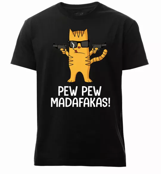 Мужская премиум футболка Pew Pew Cat Черный фото