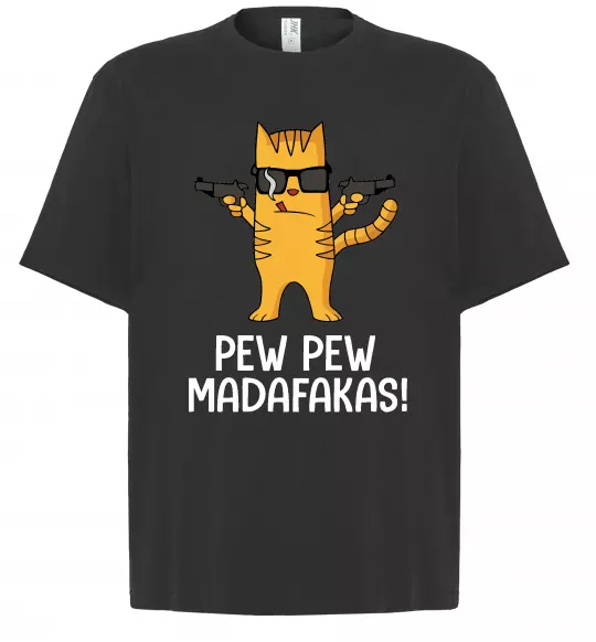 Футболка Оверсайз Pew Pew Cat Чорний фото