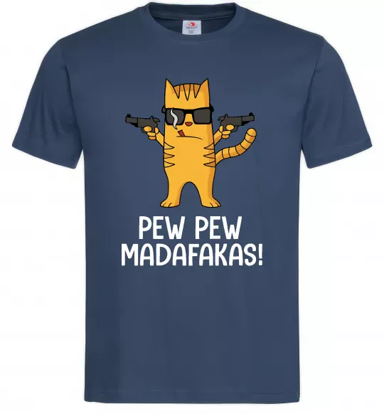 Мужская футболка Pew Pew Cat Темно-синий фото