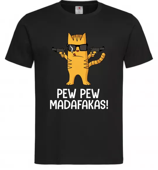 Мужская футболка Pew Pew Cat Черный фото