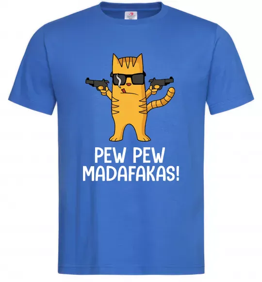 Мужская футболка Pew Pew Cat Ярко-синий фото