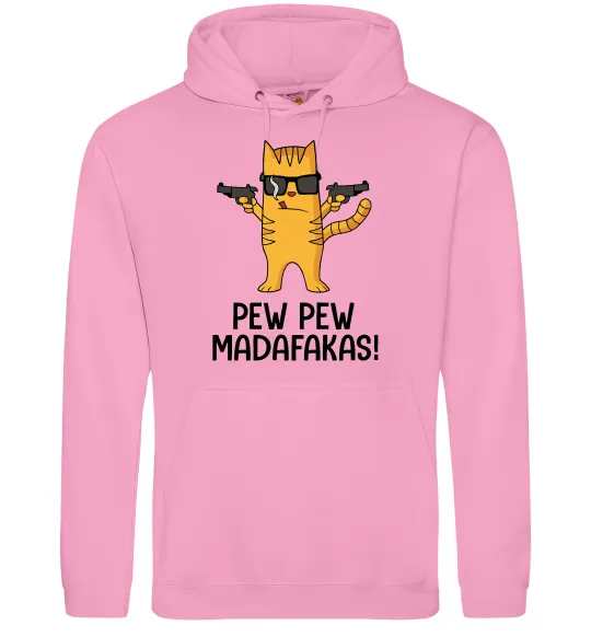 Женская толстовка (худи) Pew Pew Cat Розовый фото