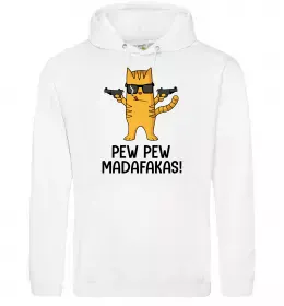 Женская толстовка (худи) Pew Pew Cat Белый фото