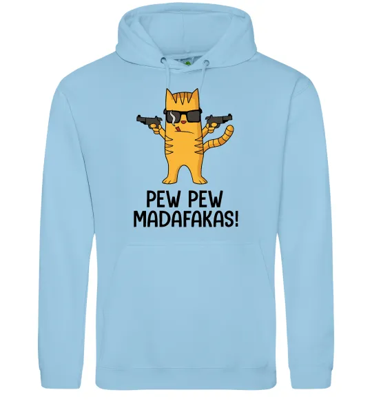 Женская толстовка (худи) Pew Pew Cat Голубой фото