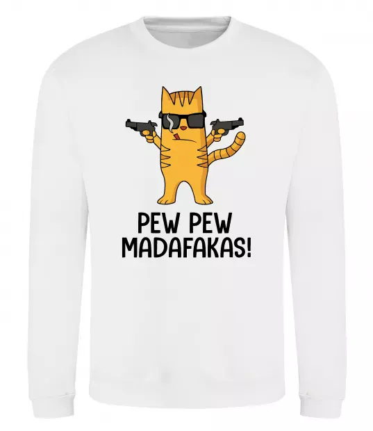 Світшот Pew Pew Cat Білий фото